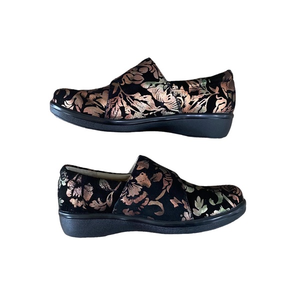 Alegria Lauryn Regal Gold Copper Floral Print Clog Shoes Back - Picture 6 of 7